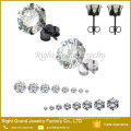 Fahion Silver Gold Plated Stainless Steel Round CZ Stone Ear Studs